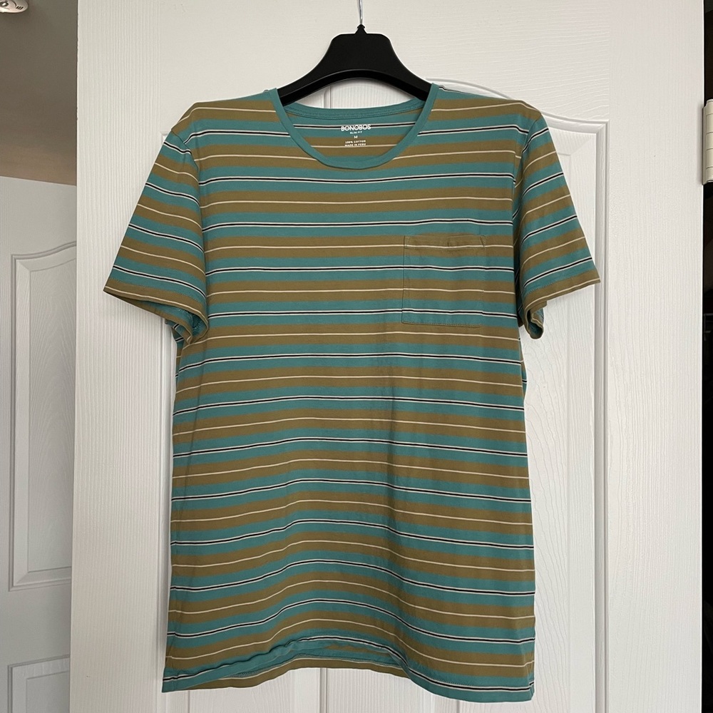 BONOBOS Men’s Stripe Short-Sleeve Pocket T-shirt
